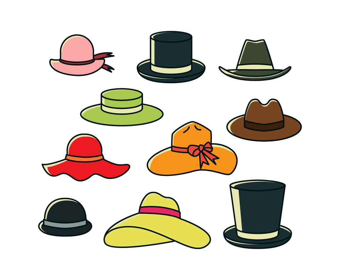 Free Hats Collection In Colorful Vector