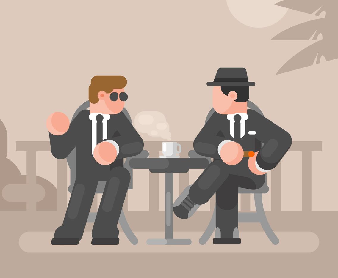 Retro Men in Conversation Illustration