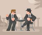 Retro Men in Conversation Illustration