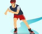 Man Playing Rollerblade Vector Illustration