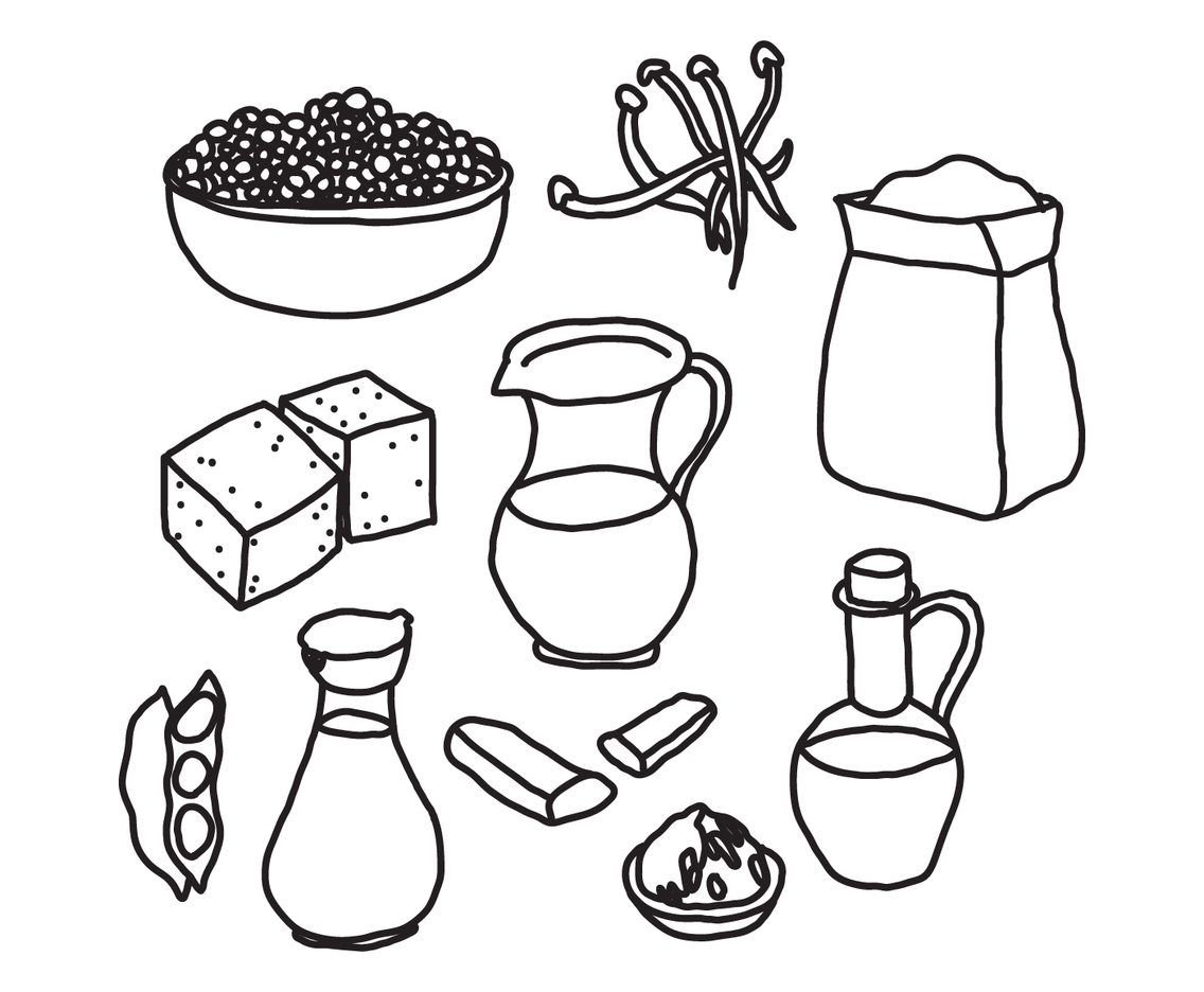 Black White Doodles About Tofu And Other Vegan Proteins