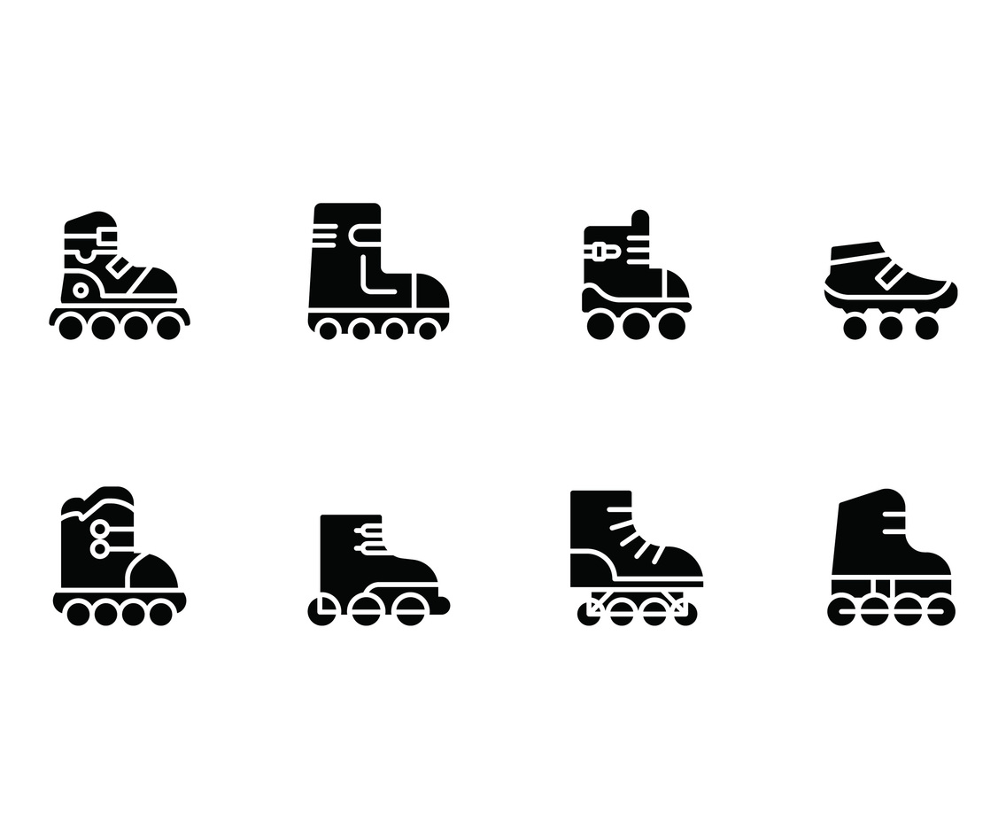 Rollerblade set vector icons