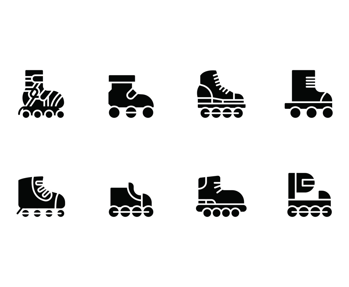 Rollerblade set vector icons