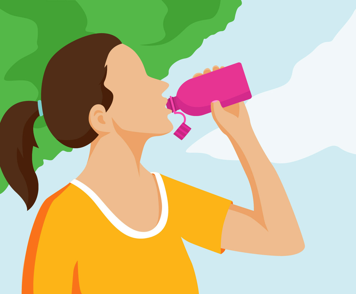 Woman drinking illustration