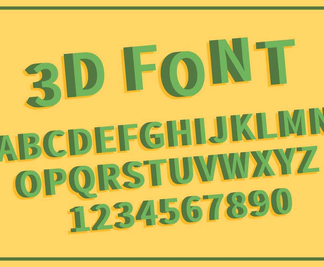 Free Green 3D Font Set Illustration