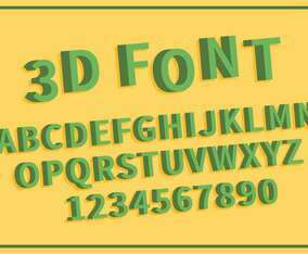 Free Green 3D Font Set Illustration