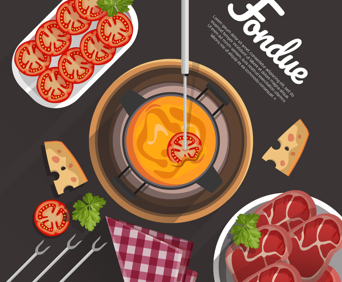Fondue Food Vector Illustration Concept