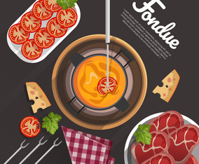 Fondue Food Vector Illustration Concept