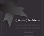 Elegant Funeral Card with Black Ribbon Editable Template Greetings Illustration.
