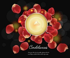 Condolences With Candle And Petals