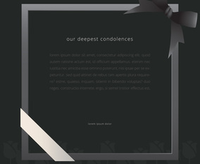 Elegant Funeral Card with Black Ribbon and Black Background.