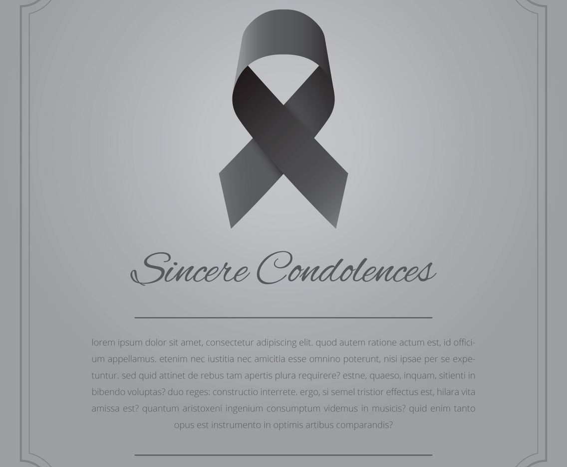 Elegant Funeral Card with Black Ribbon.