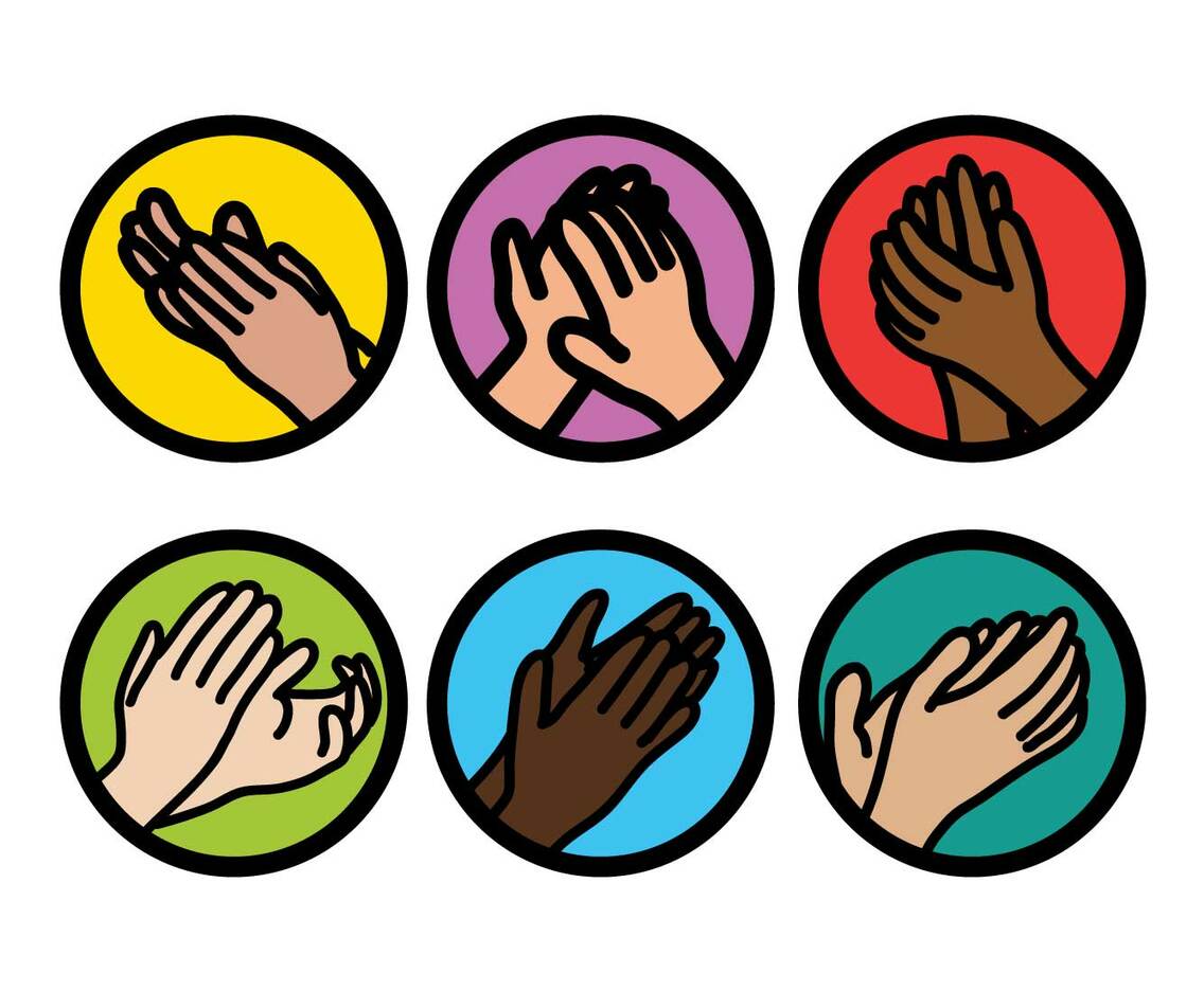 Hands clapping vector set