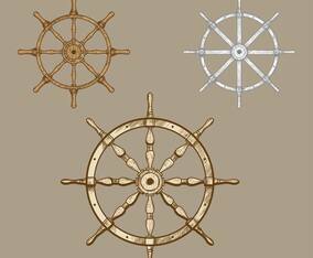 Ship Wheel Classic Vintage Set Vector