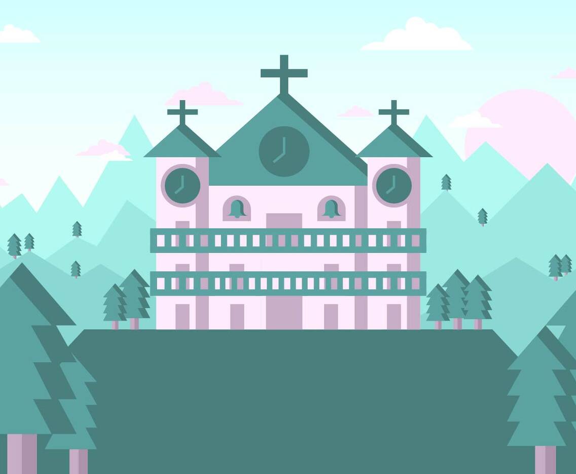 Abbey Landscape Illustration Vector 3