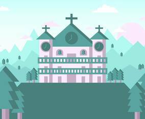 Abbey Landscape Illustration Vector 3