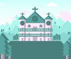 Abbey Landscape Illustration Vector 3