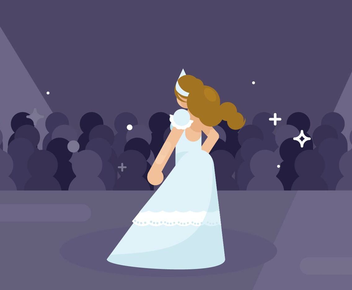 Model in a Dress with Frills Illustration