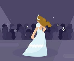 Model in a Dress with Frills Illustration