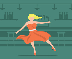 Cute Girl in a Poodle Skirt Illustration