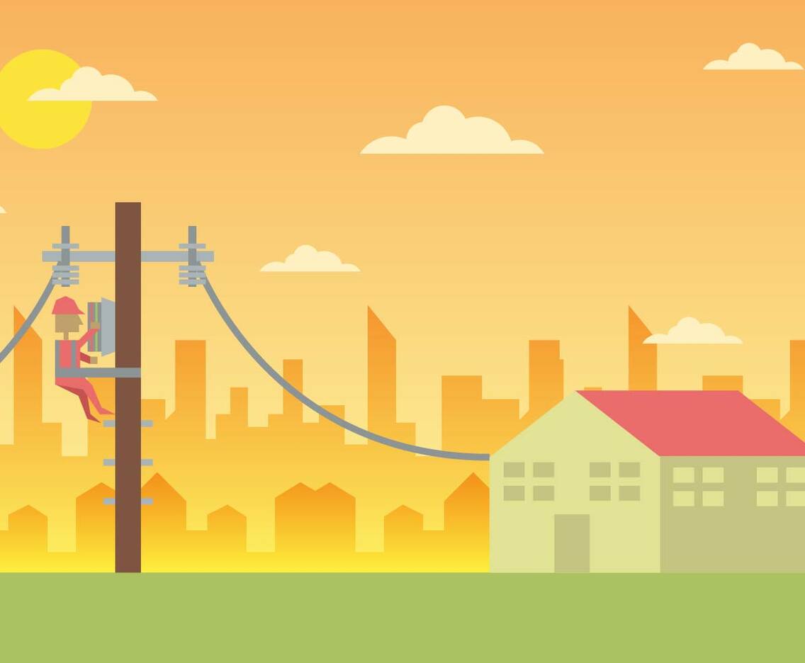 Lineman CIty Landscape Illustration Vector 2