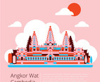 Angkor Wat Cambodia Flat Vector