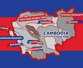 Cambodia Black White Travel Map