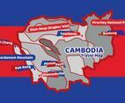 Cambodia Black White Travel Map