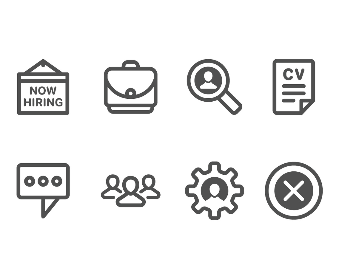 Now Hiring Recruitment Set Icons