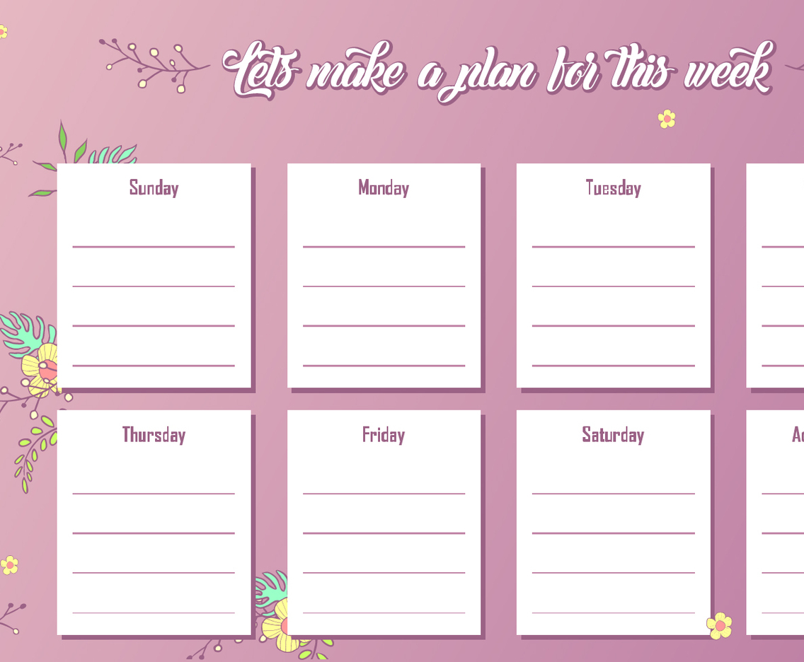 Weekly Desk Plan Free Vector