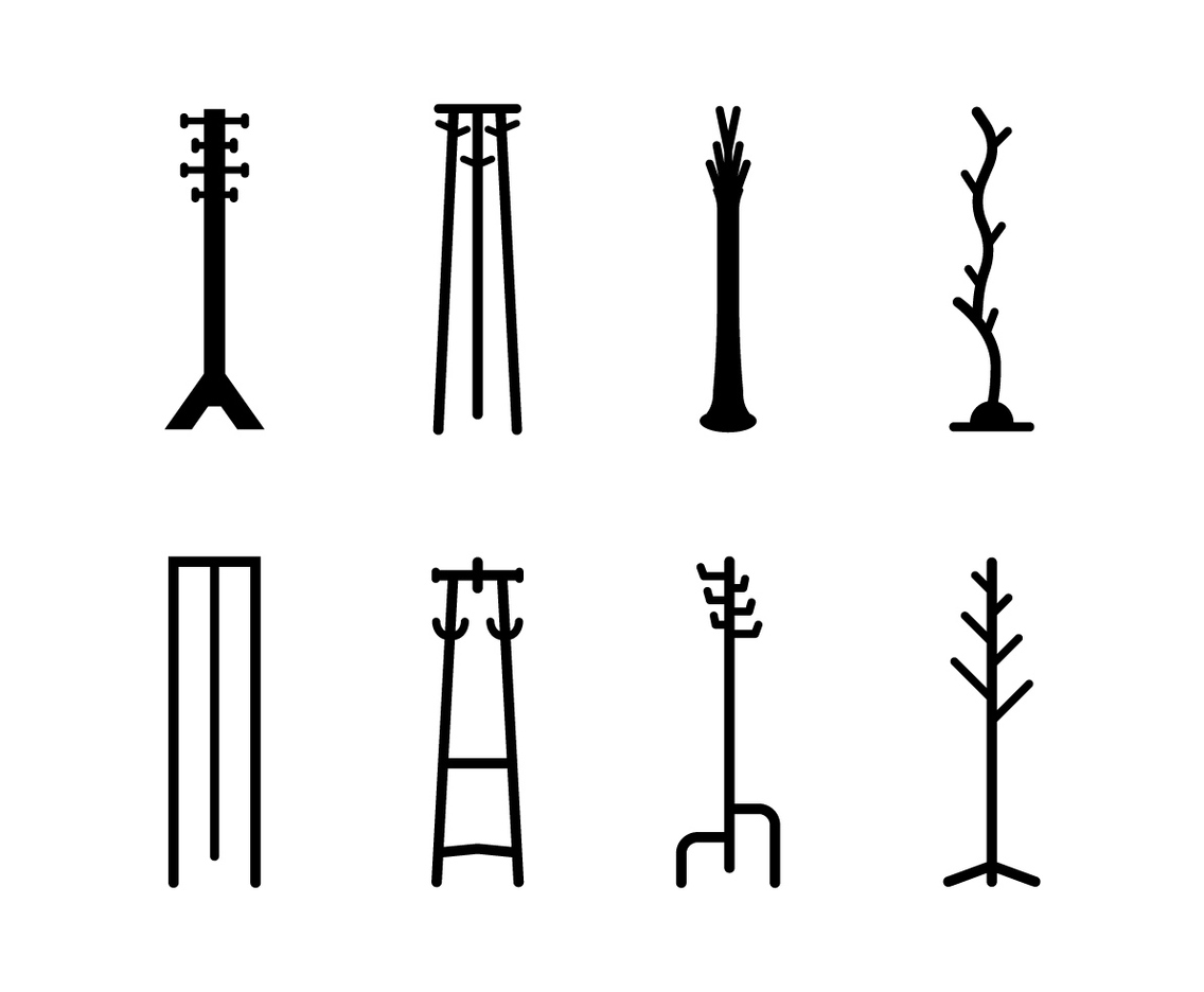 Coat stand set icons