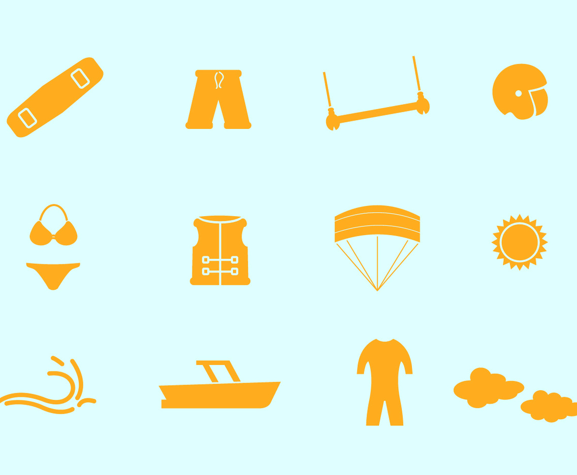 Kitesurfing Vector Icons