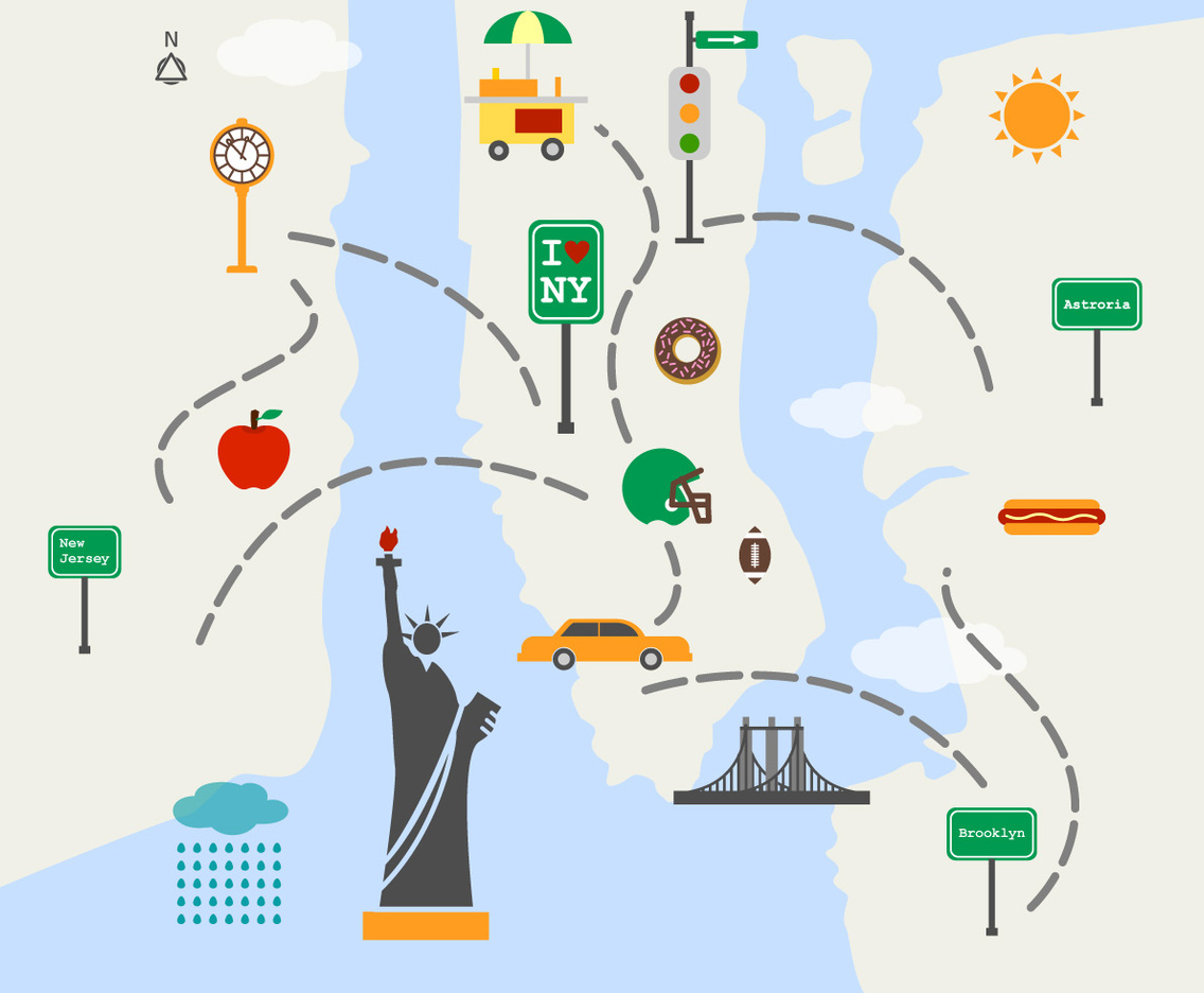 Map of New York Sights Vector