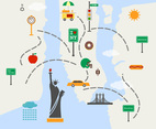 Map of New York Sights Vector