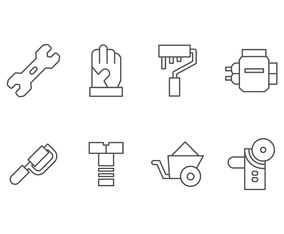 Handmade, DIY, Bricolage Tools Set Icon