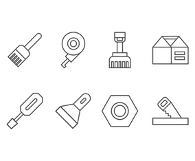 Handmade, DIY, Bricolage Tools Set Icon