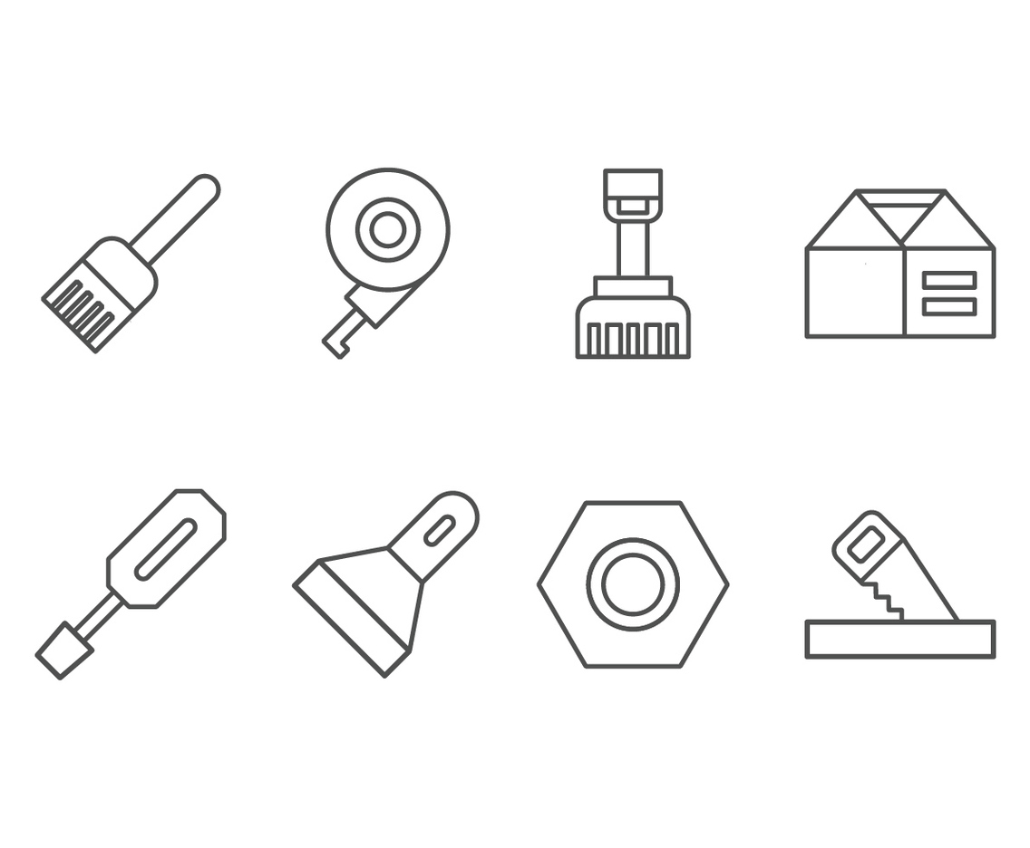 Handmade, DIY, Bricolage Tools Set Icon