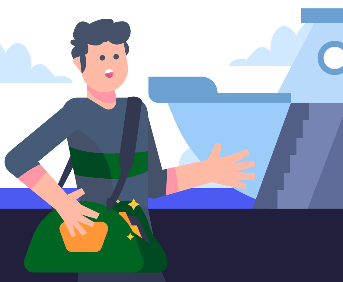 Cruise Passenger at the Harbour Vector