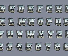 Vector Chrome 3d Alphabet