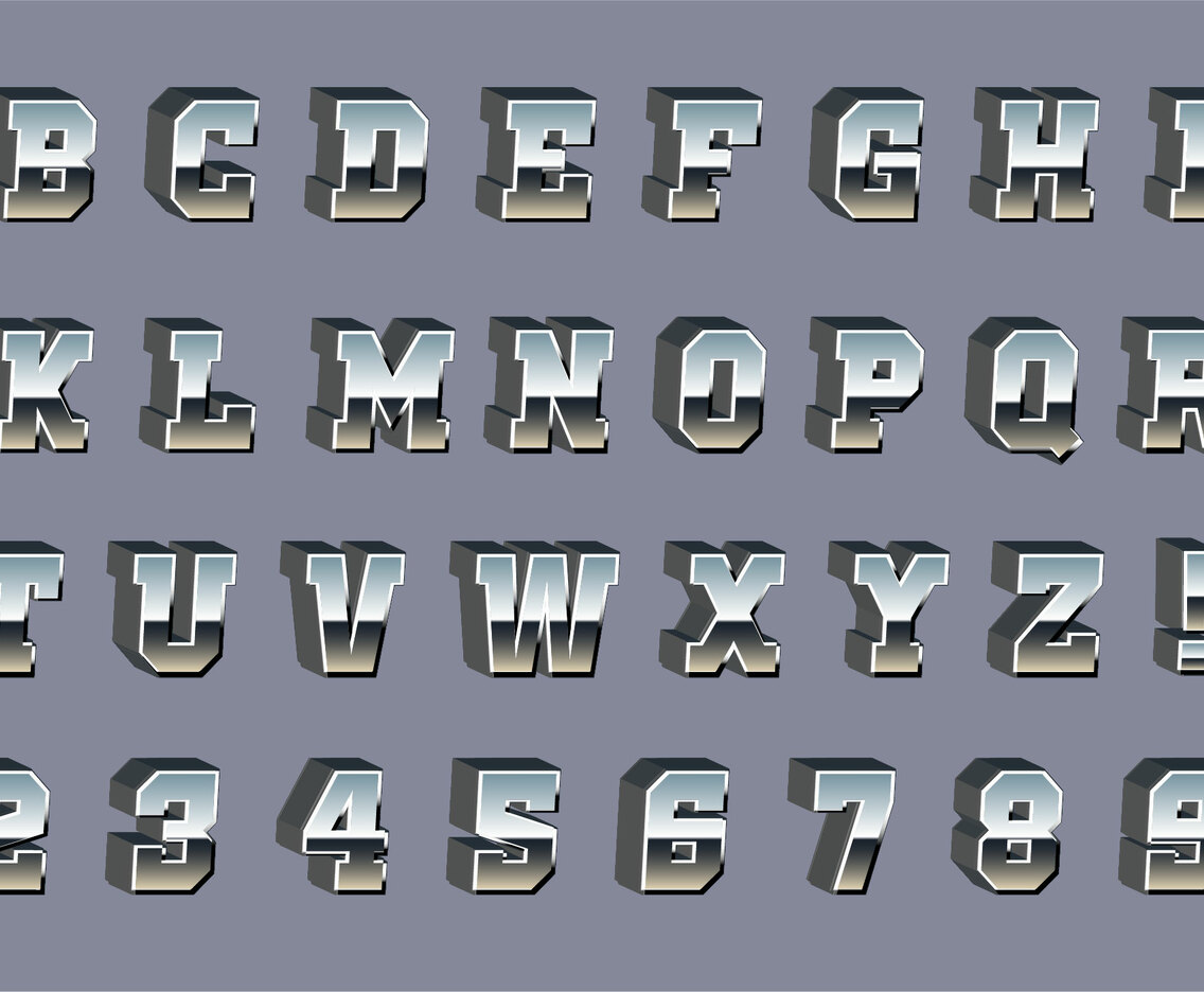Vector Chrome 3d Alphabet