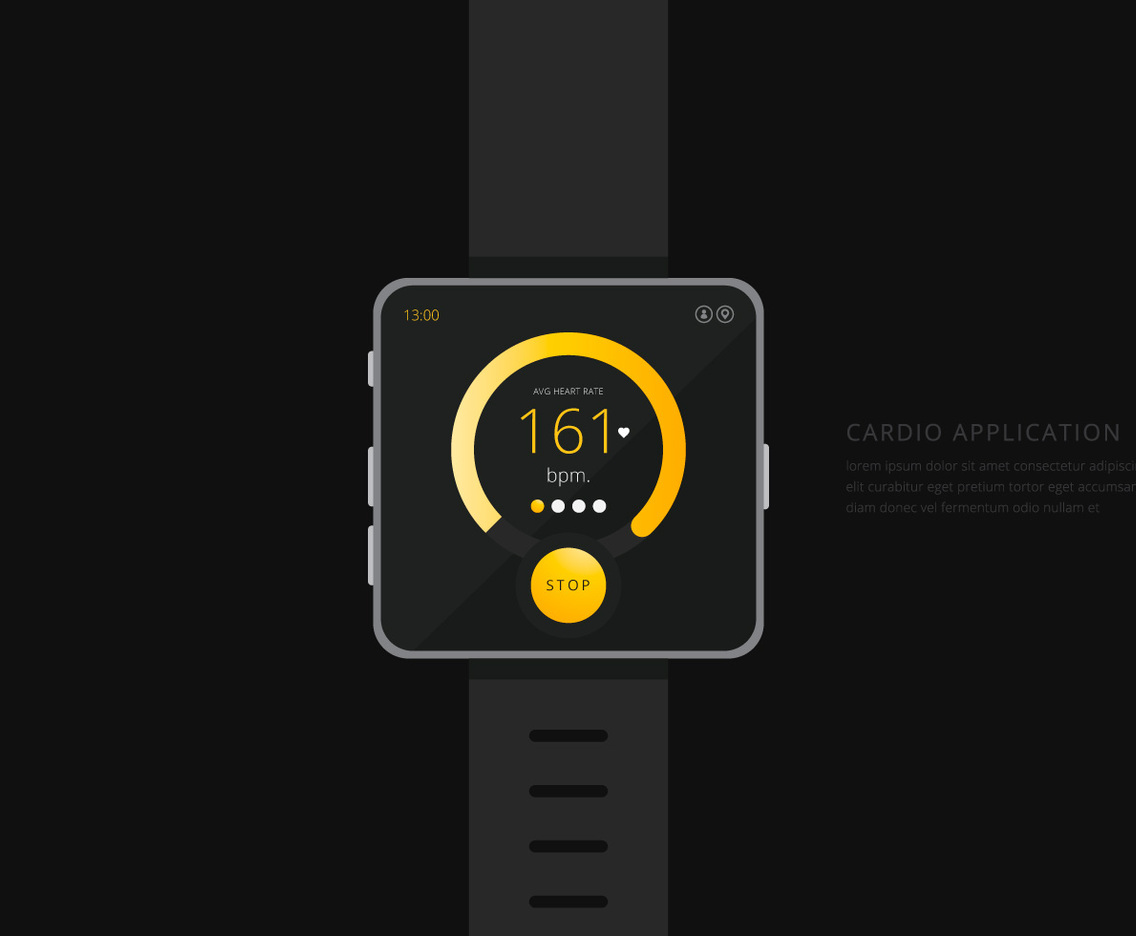 Heart Rhythm Monitor, Medical Cardio Illustration. Mobile smart watch.