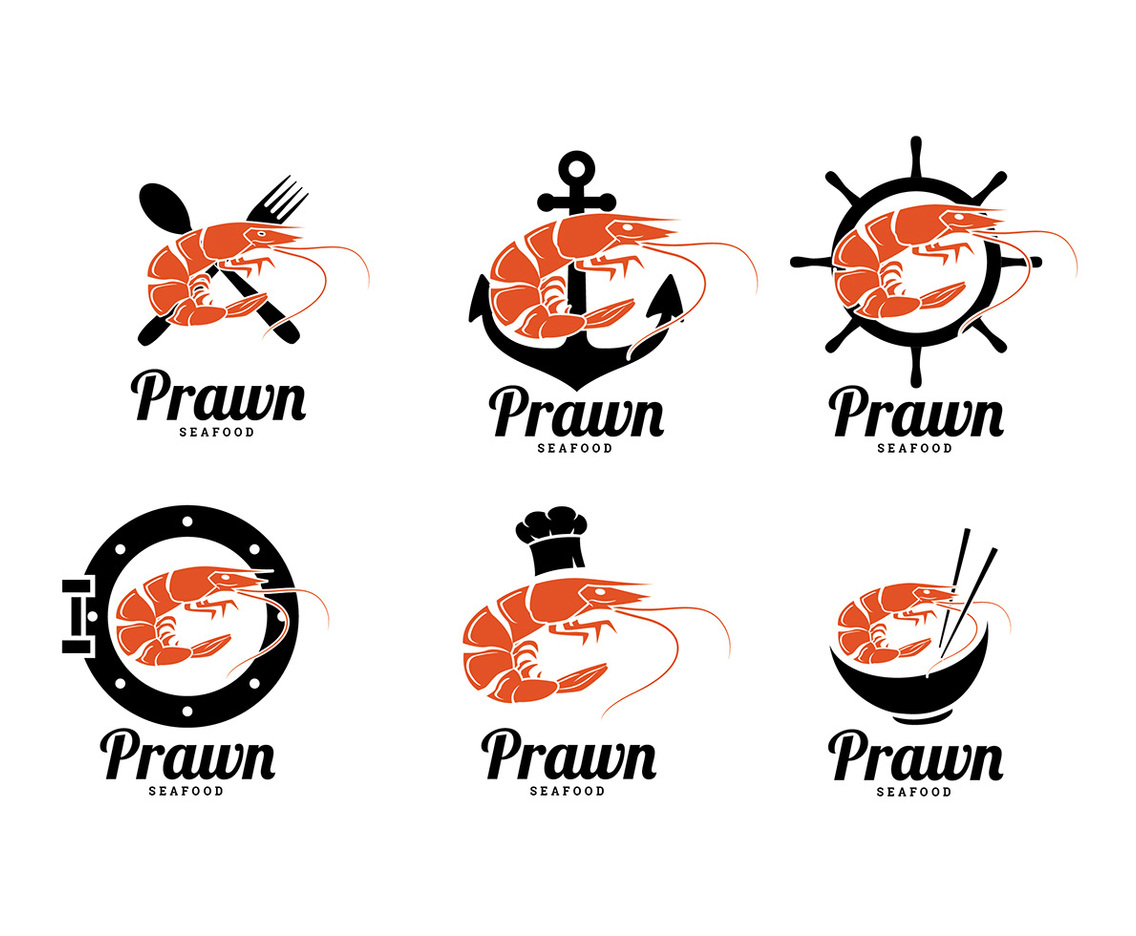Prawn Seafood Logos Free Vector