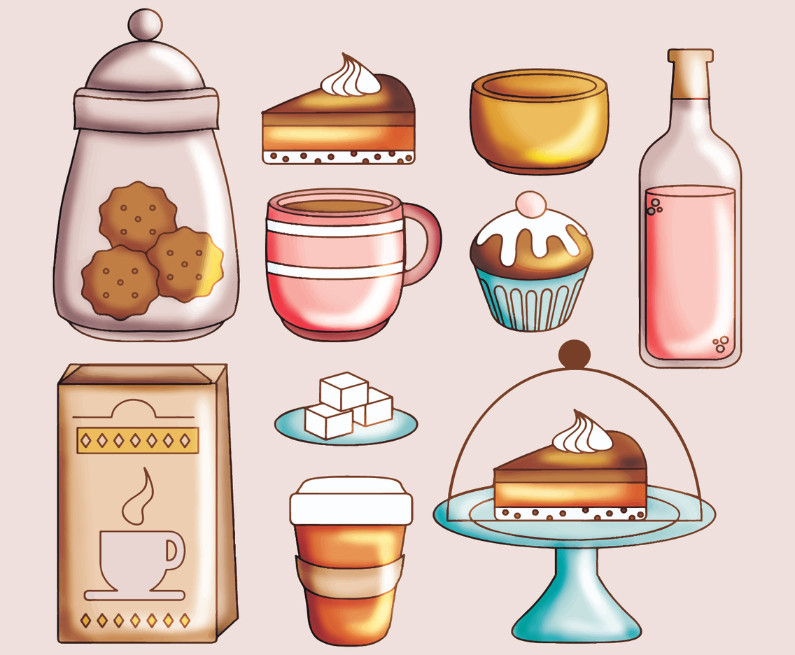Vector Cute Set of Food