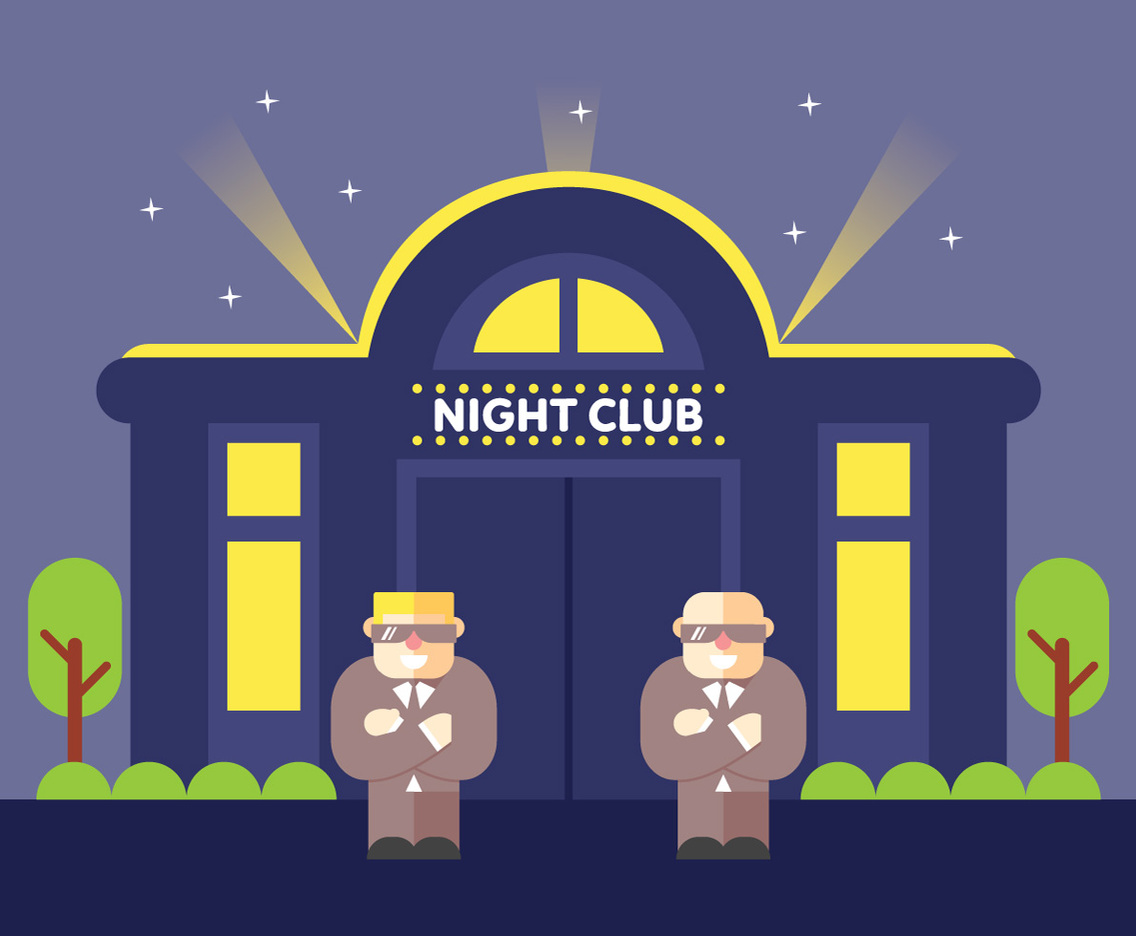 Free Bouncers at Night Club Vector