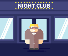 Bouncer at Club Illustration Vector