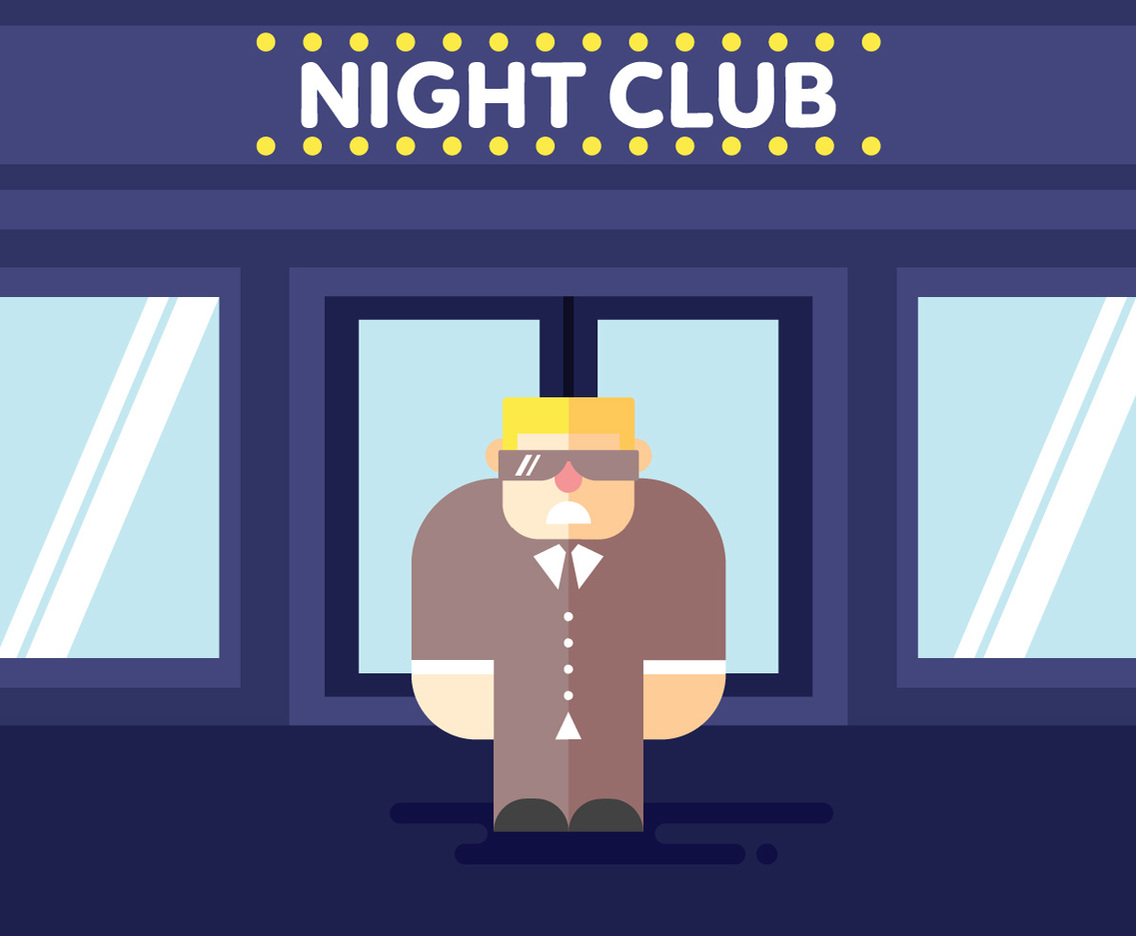 Bouncer at Club Illustration Vector