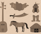 Mongol Item Collection Vector Illustration