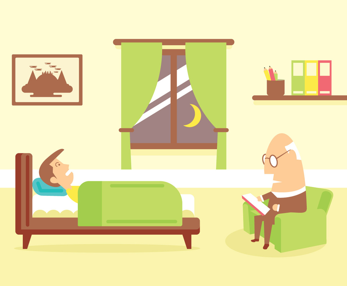 Broken Businessman With Psychologist Vector