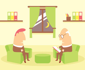 Broken Businessman With Psychologist Vector