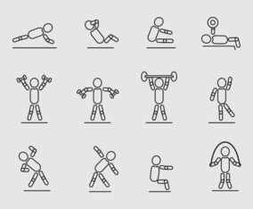 People Stickman Exercise Vector Icons